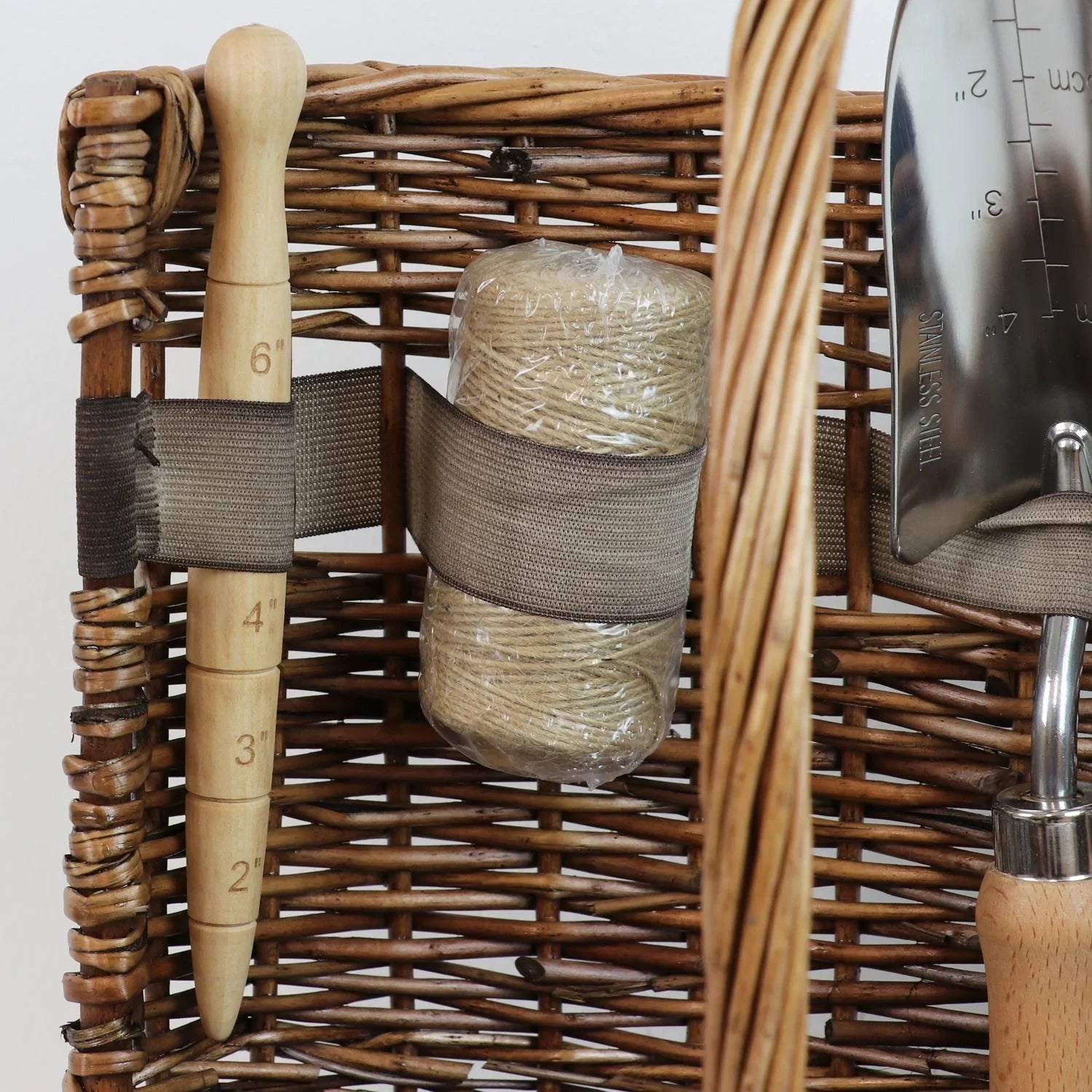 Willow Tool Basket/Trug with Garden Hand Tools Trowel/Fork/Dibber