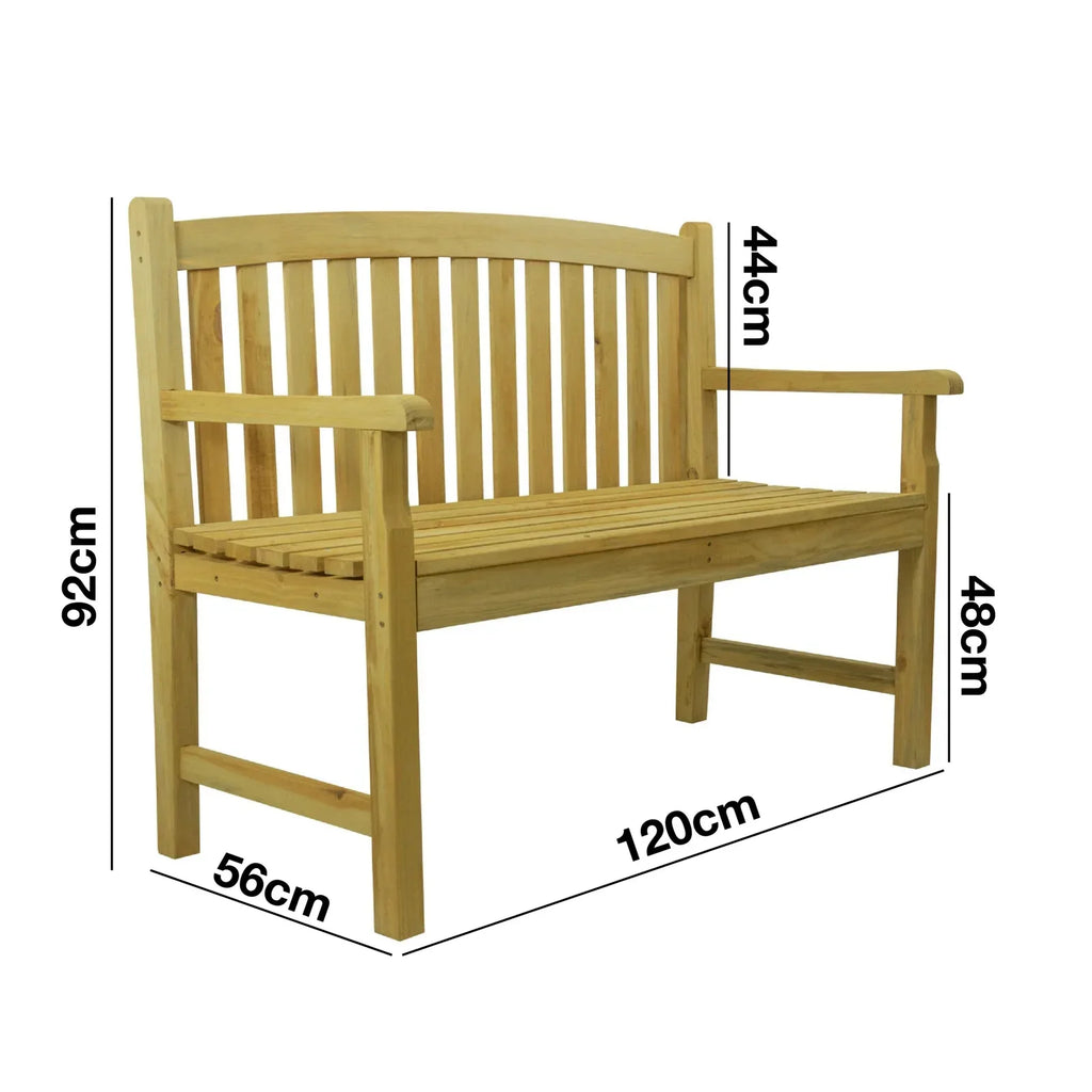 Narford Outdoor Wooden 2 Seater Bench Garden Patio Furniture