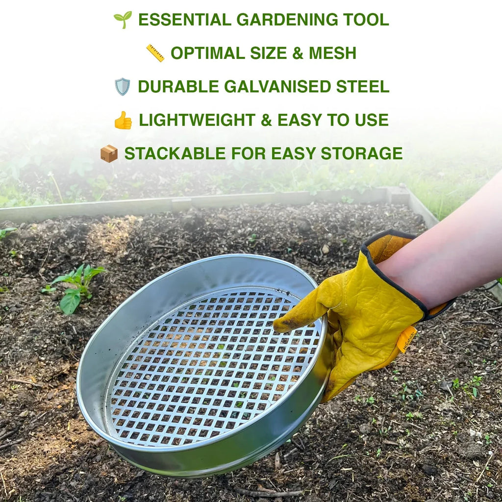 Heavy Duty Garden Riddle, 30cm Potting Sieve, Mesh Soil/Compost Sift