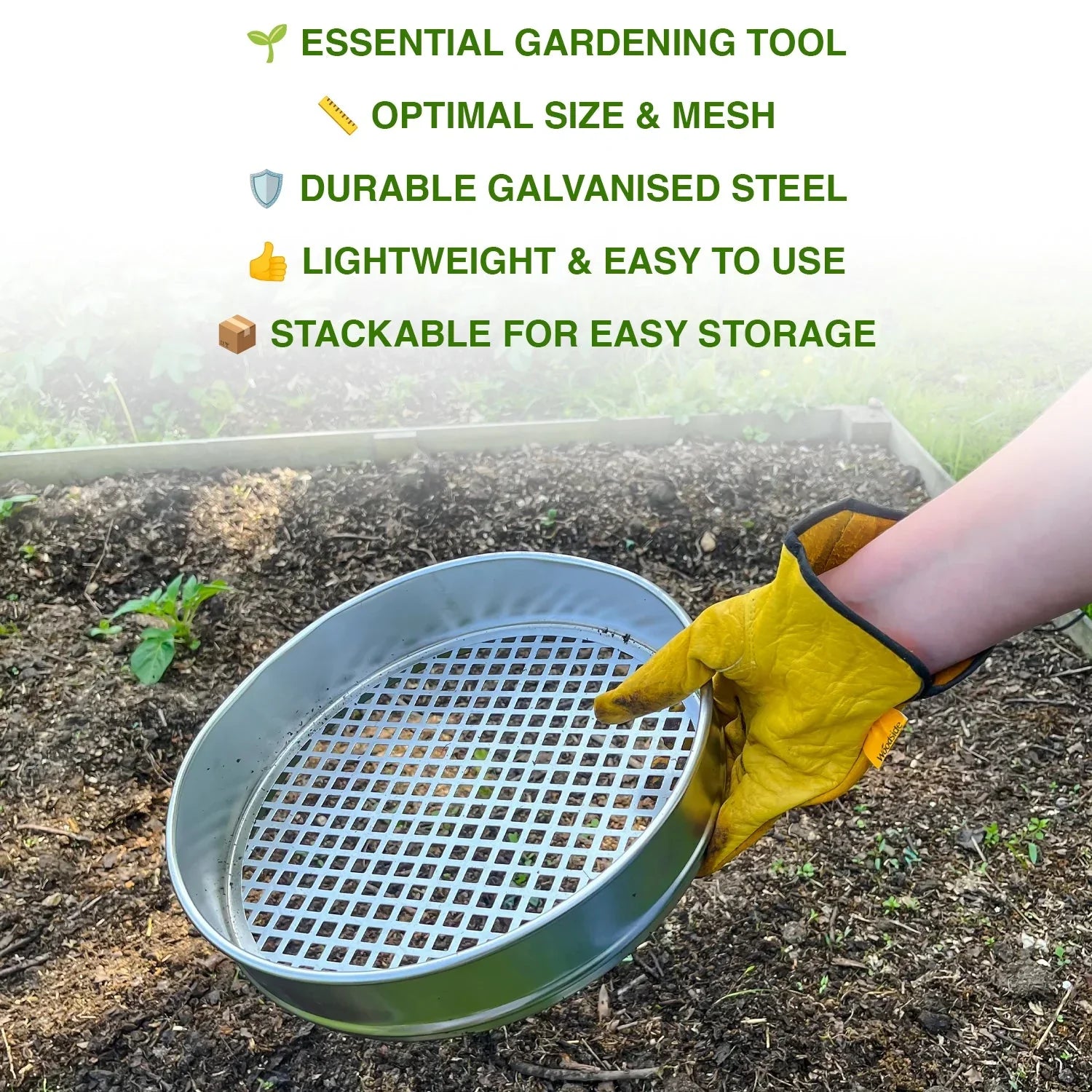 Heavy Duty Garden Riddle, 30cm Potting Sieve, Mesh Soil/Compost Sift