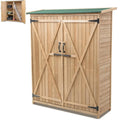 Wooden Garden Shed, Tool Storage Cabinet with 3 Shelves, Asphalt Sloped Roof